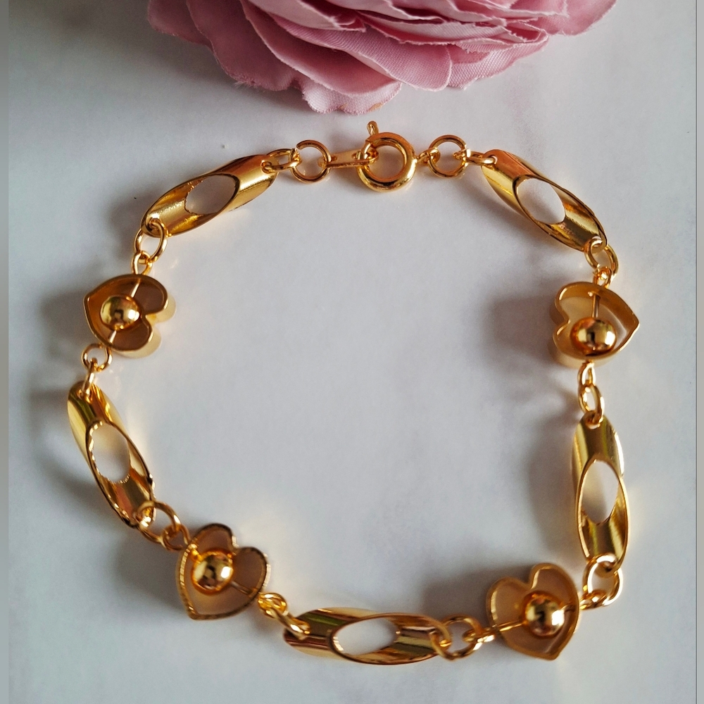 Vintage 80s ✨️💛Heart of Gold Youth Bracelet